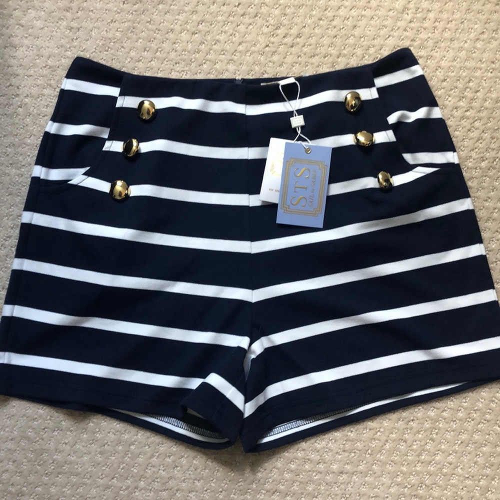 STS Navy / White Striped Shorts S